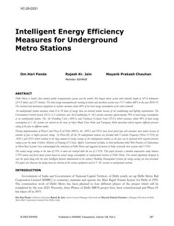 VC-20-C031 — Intelligent Energy Efficiency Measures for Underground Metro Stations