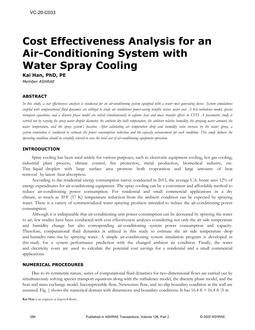 VC-20-C033 — Cost Effectiveness Analysis for an Air-Conditioning System with Water Spray Cooling