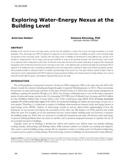 VC-20-C036 — Exploring Water-Energy Nexus at the Building Level