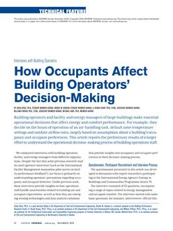 How Occupants Affect Building Operators' Decision-Making: Interviews with Building Operators