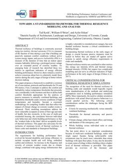 Towards a Standardized Framework for Thermal Resilience Modeling and Analysis