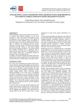 Integrating Layout Geometry with Architectural Requirements to Achieve Energy-Efficient Office Buildings in Egypt