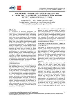 A Framework for Delivering Energy Efficiency and Decentralised Energy Generation Projects to Tackle Fuel Poverty and CO2 Emissions in Cities