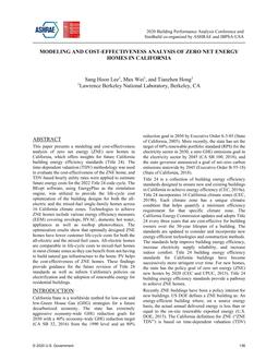 Modeling and Cost-Effectiveness Analysis of Zero Net Energy Homes in California