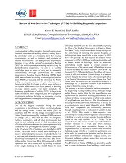 Review of Non-Destructive Techniques (NDTs) for Building Diagnostic Inspections