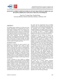 Efficient Computation of Surface Sunlit Fraction in Urban-Scale Building Modeling using Ray-Tracing Techniques