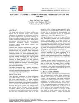 Towards a Standard Climate Data Model for Building Design and Analysis