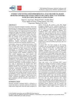 Energy and Ventilation Performance Analysis for CO2-based Demand-Controlled Ventilation in Multiple Zone VAV systems with Multiple Recirculation Paths