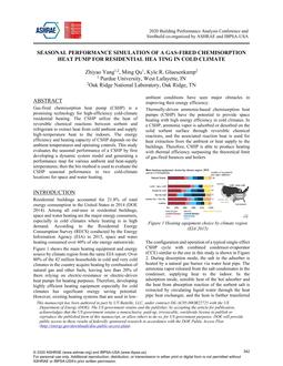 Seasonal Performance Simulation of a Gas-Fired Chemisorption Heat Pump for Residential Heating in Cold Climate