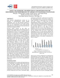 Effect of Geometry and Operational Parameters on the Dehumidification Performance of a Desiccant Coated Heat Exchanger