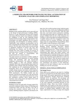 A Modeling Framework for Engine-Neutral Automation of Building Analysis and Compliance Reporting