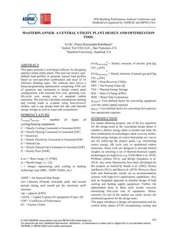 MasterPlanner: A Central Utility Plant Design and Optimization Tool