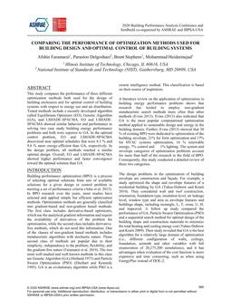 Comparing the Performance of Optimization Methods Used for Building Design and Optimal Control of Building Systems