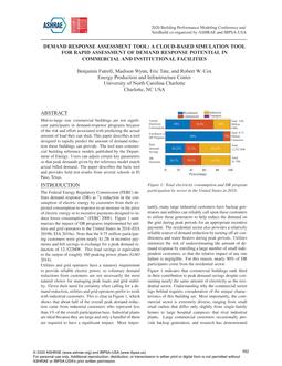 Demand Respond Assessment Tool: A Cloud-Based Simulation Tool for Rapid Assessment of Demand Response Potential in Commercial and Institutional Facilities