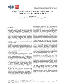 Calculating Fenestration System U-Factor, SHGC, and VT Using Partially Automated Workflows