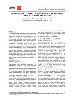 Outdoor Thermal Comfort (OTC) In Human Interaction Based Studies: An Overview of Review