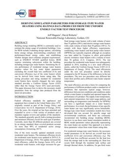 Deriving Simulation Parameters for Storage-Type Water Heaters Using Ratings Data Produced from the Uniform Energy Factor Test Procedure