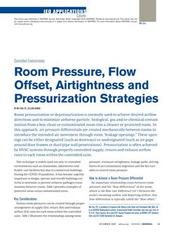 IEQ Applications: Controlled Environments: Room Pressure, Flow Offset, Airtightness and Pressurization Strategies