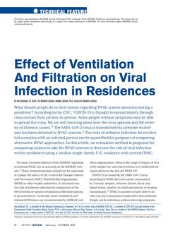 Effect of Ventilation and Filtration on Viral Infection in Residences