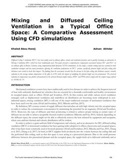 Mixing and Diffused Ceiling Ventilation in a Typical Office Space: A Comparative Assessment Using CFD Simulations