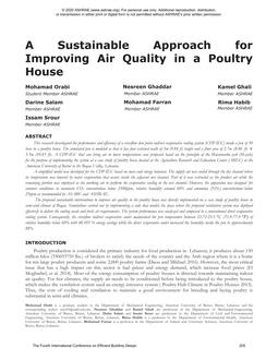 A Sustainable Approach for Improving Air Quality in a Poultry House