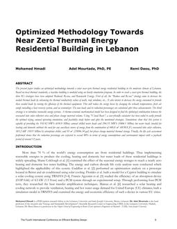 Optimized Methodology Towards Near Zero Thermal Energy Residential Building in Lebanon