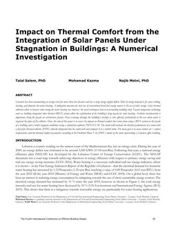 Impact on Thermal Comfort from the Integration of Solar Panels Under Stagnation in Buildings:A Numerical Investigation