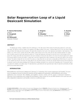 Solar Regeneration Loop of a Liquid Desiccant Simulation