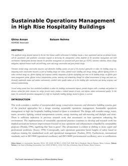 Sustainable Operations Management in High-Rise Hospitality Buildings