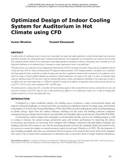 Optimized Design of Indoor Cooling System for Auditorium in Hot Climate Using CFD