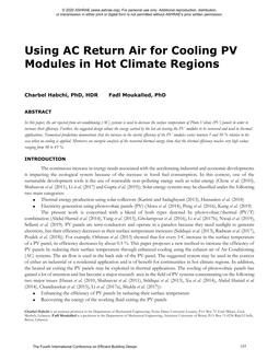 Using AC Return Air for Cooling PV Modules in Hot Climate Regions