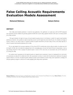 False Ceiling Acoustic Requirements Evaluation Models Assessment