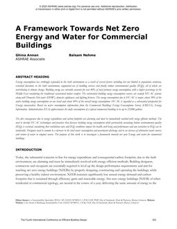 A Framework Towards Net Zero Energy and Water for Commercial Buildings