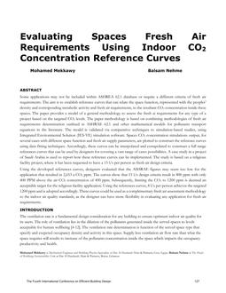 Evaluating Spaces Fresh Air Requirements Using Indoor CO2 Concentration Reference Curves