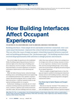 How Building Interfaces Affect Occupant Experience