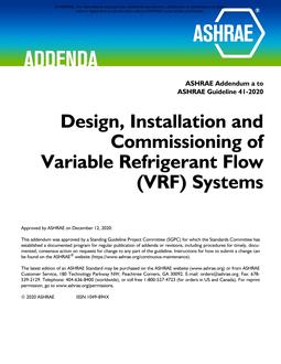 Addenda a to Guideline 41-2020 — Design, Installation and Commissioning of Variable Refrigerant Flow (VRF) Systems