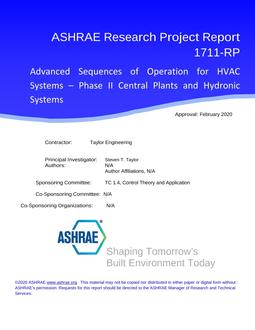 RP-1711 — Advanced Sequences of Operation for HVAC Systems – Phase II Central Plants and Hydronic Systems