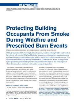 IEQ Applications: Protecting Building Occupants From Smoke During Wildfire and Prescribed Burn Events