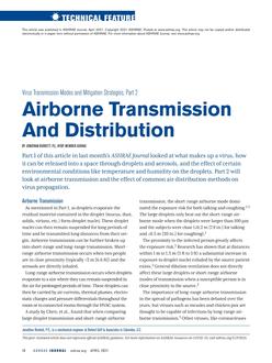 Virus Transmission Modes and Mitigation Strategies, Part 2-Airborne Transmission and Distribution