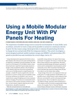 Using a Mobile Modular Energy Unit With PV Panels for Heating