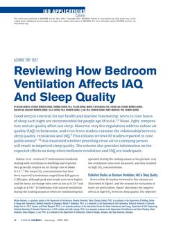 IEQ Applications: Reviewing How Bedroom Ventilation Affects IAQ And Sleep Quality: ASHRAE TRP 1837