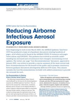 IEQ Applications: ASHRAE Epidemic Task Force Core Recommendations: Reducing Airborne Infectious Aerosol Exposure