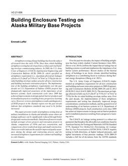 VC-21-006 — Building Enclosure Testing on Alaska Military Base Projects