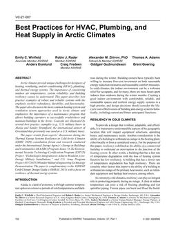 VC-21-007 — Best Practices for HVAC, Plumbing, and Heat Supply in Arctic Climates