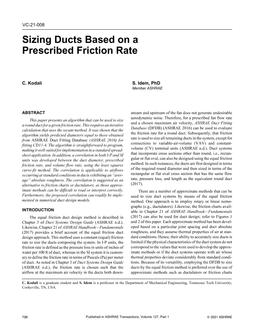 VC-21-008 — Sizing Ducts Based on a Prescribed Friction Rate