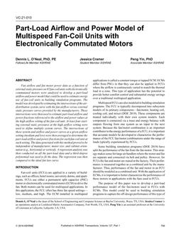 VC-21-010 — Part-Load Airflow and Power Model of Multispeed Fan-Coil Units with Electronically Commutated Motors