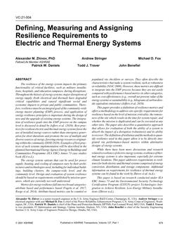 VC-21-004 — Defining, Measuring and Assigning Resilience Requirements to Electric and Thermal Energy Systems