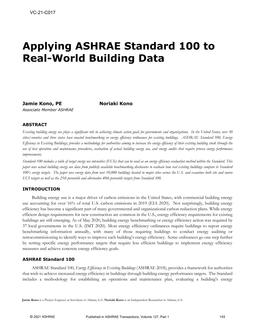 VC-21-C017 — Applying ASHRAE Standard 100 to Real-World Building Data