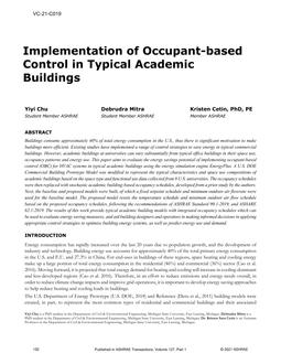 VC-21-C019 — Implementation of Occupant-Based Control in Typical Academic Buildings