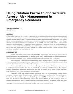 VC-21-C027 — Using Dilution Factor to Characterize Aerosol Risk Management in Emergency Scenarios